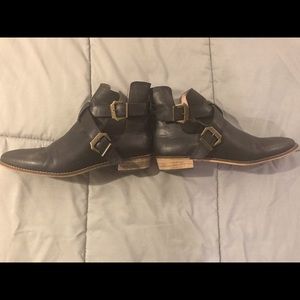 Black cut out booties